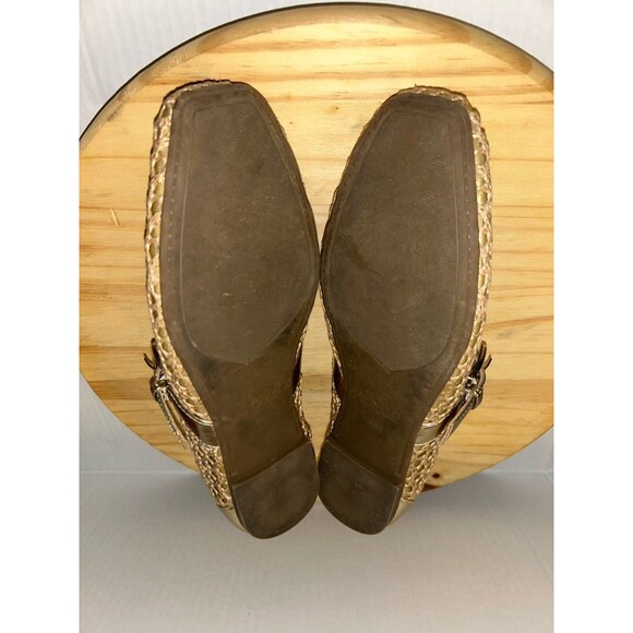 Crown Vintage Shoes Women 9M Metallic Gold Mary Jane Flats Mesh Breathable Strap - Picture 11 of 13